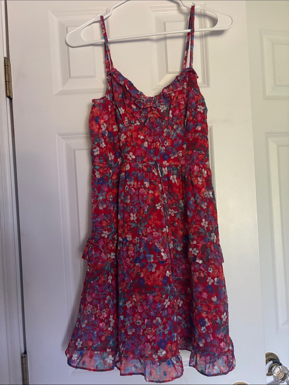 by & by Red Floral Spaghetti-Strap Mini Dress